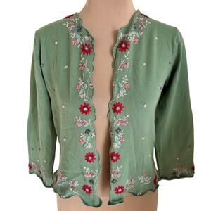 Vintage Y2K Lance Karesh Embroidered Beaded Cardigan M